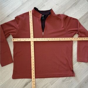 L.L. Bean Outdoors Men’s Large Quarter Zip Pullover Rust Red Mesh USA Made